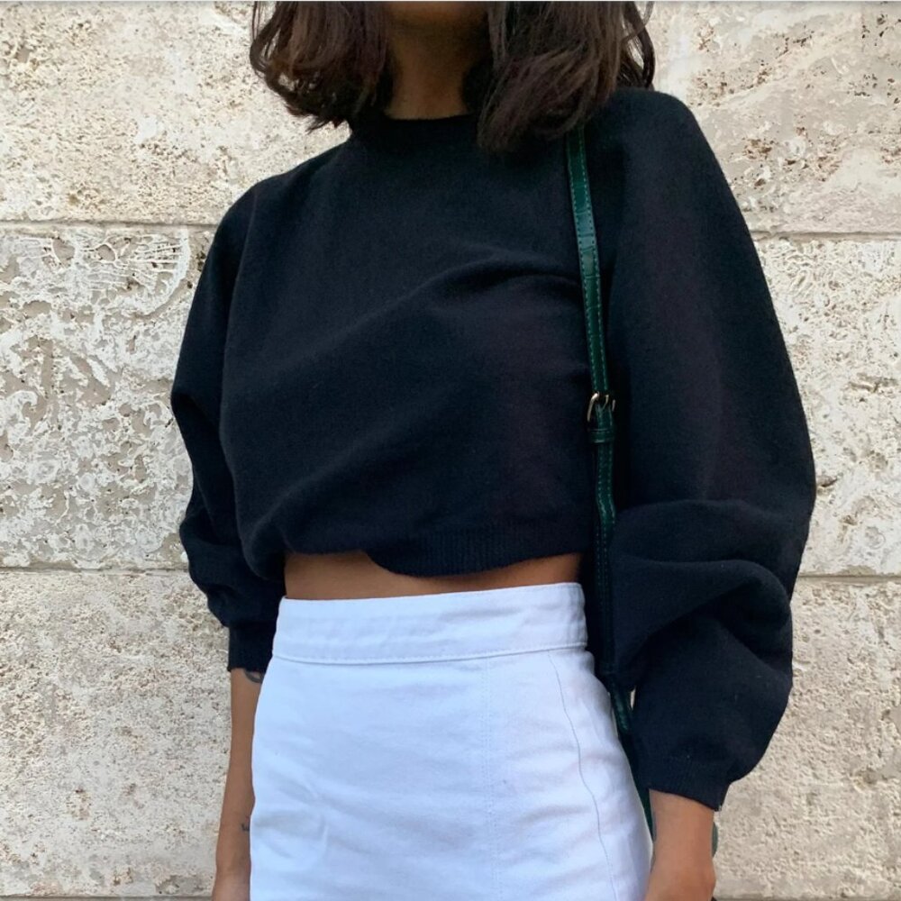 Princess Polly The thorpe cropped sweatshirt black, Size S/M